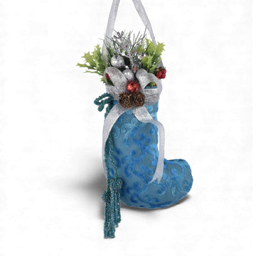 Blue Christmas Stocking Hanging - Decorative