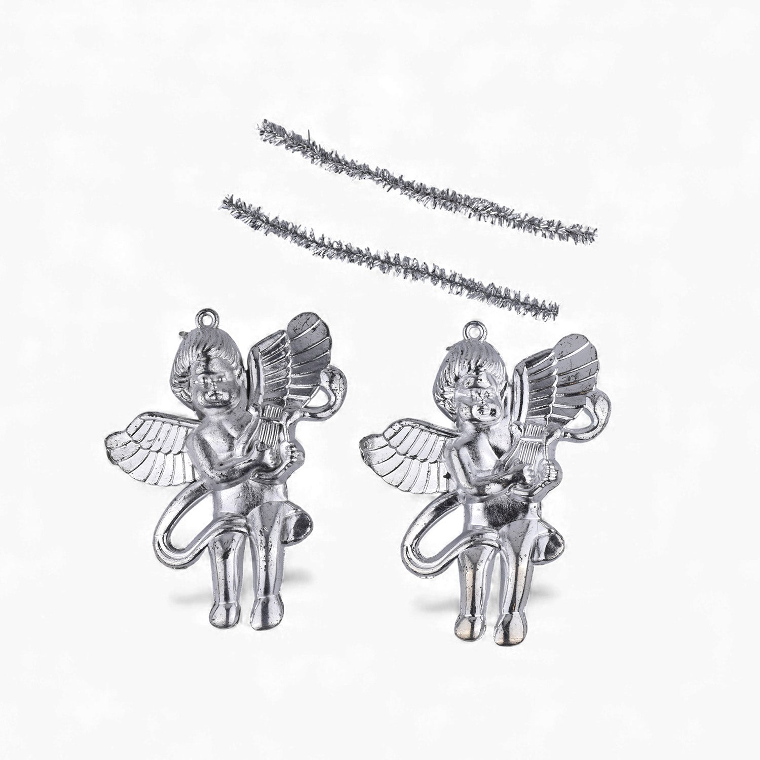 Silver Angel Christmas Hanging Ornaments – Pack of 2 (3 Inches)