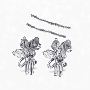 Silver Angel Christmas Hanging Ornaments – Pack of 2 (3 Inches)