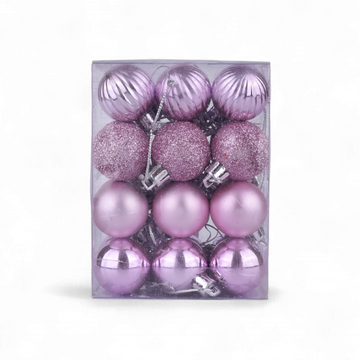 Pink Christmas Tree Hanging Balls – Pack of 24 | Matte, Glossy & Glitter Ornaments