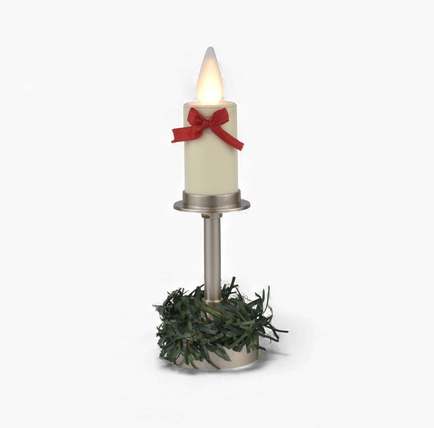 Electric LED Candle with Metal Stand – Beige (On/Off Base Switch)