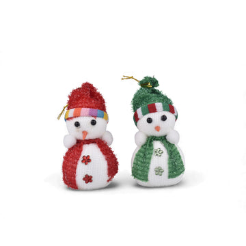 Cute Christmas Snowman Hanging Ornaments – Red & Green (Set of 2)