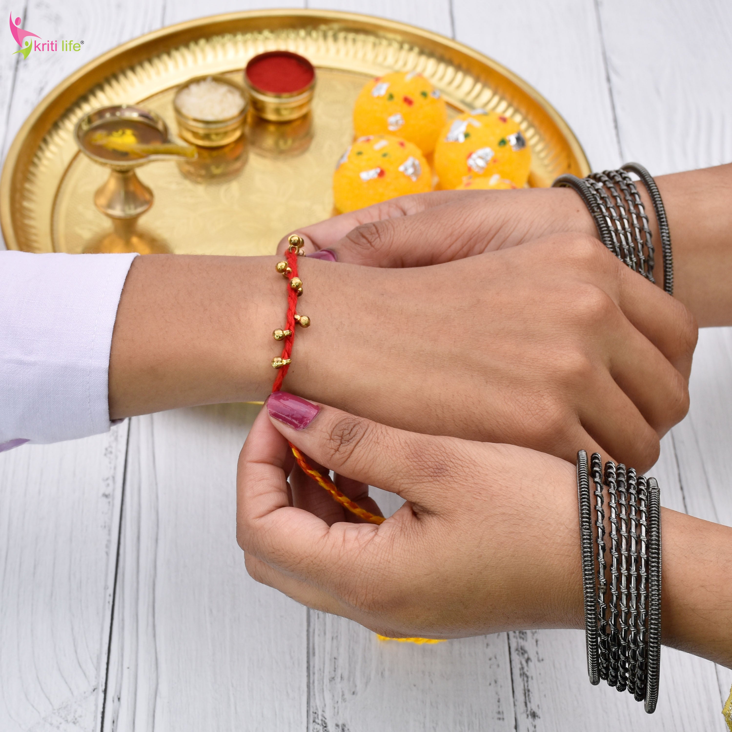 Handmade Ghungroo Mouli Rakhi Set of 2