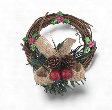 Rustic Christmas Twig Wreath with Pinecones & Berries