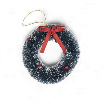 Frosted Christmas Wreath – Snow-Kissed Pine Hanging ( Beige Base)