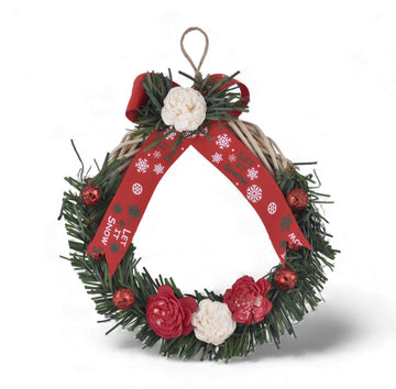 Christmas Floral Wreath – Festive Hanging Décor (Beige & Red)