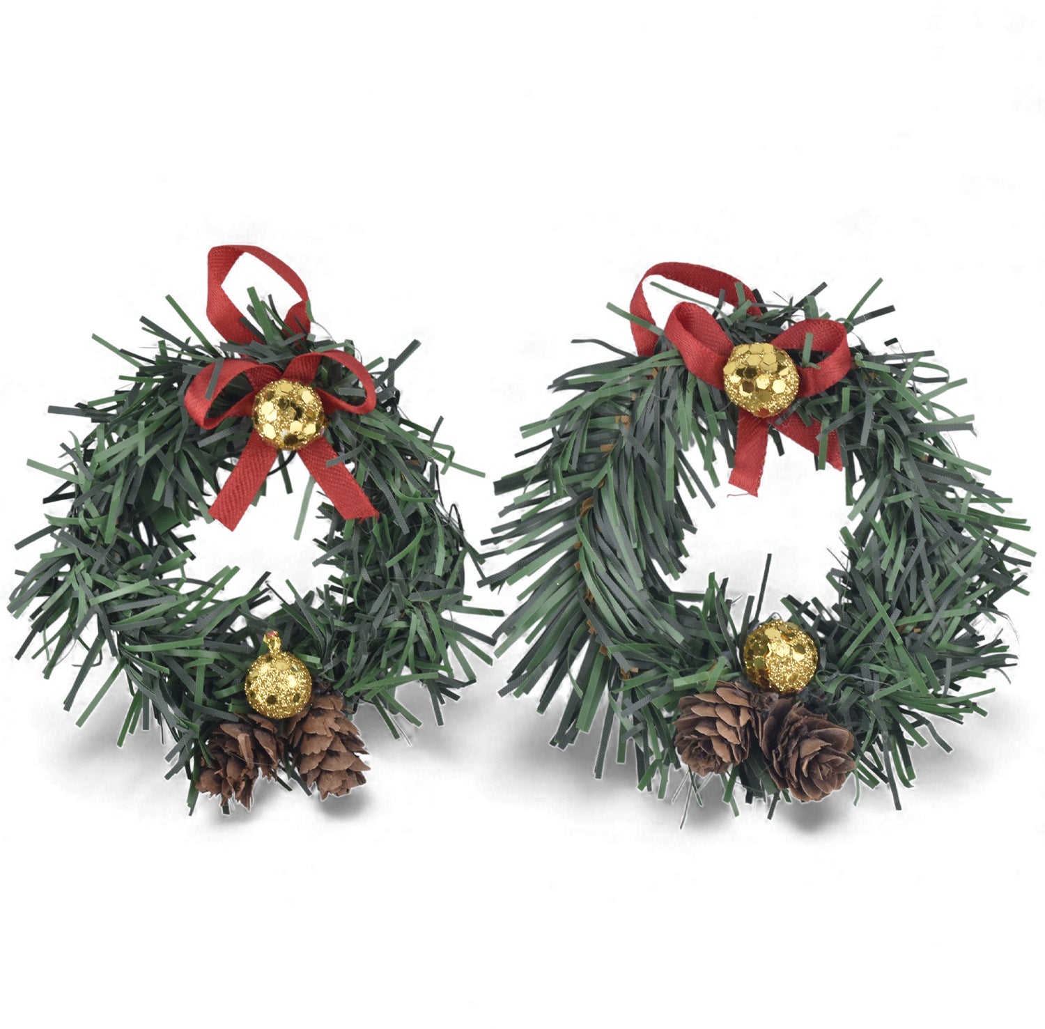 Mini Christmas Pine Wreath – Set of 2 (Beige Base, Festive Decor)