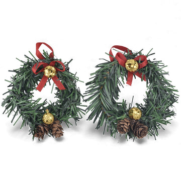 Mini Christmas Pine Wreath – Set of 2 (Beige Base, Festive Decor)