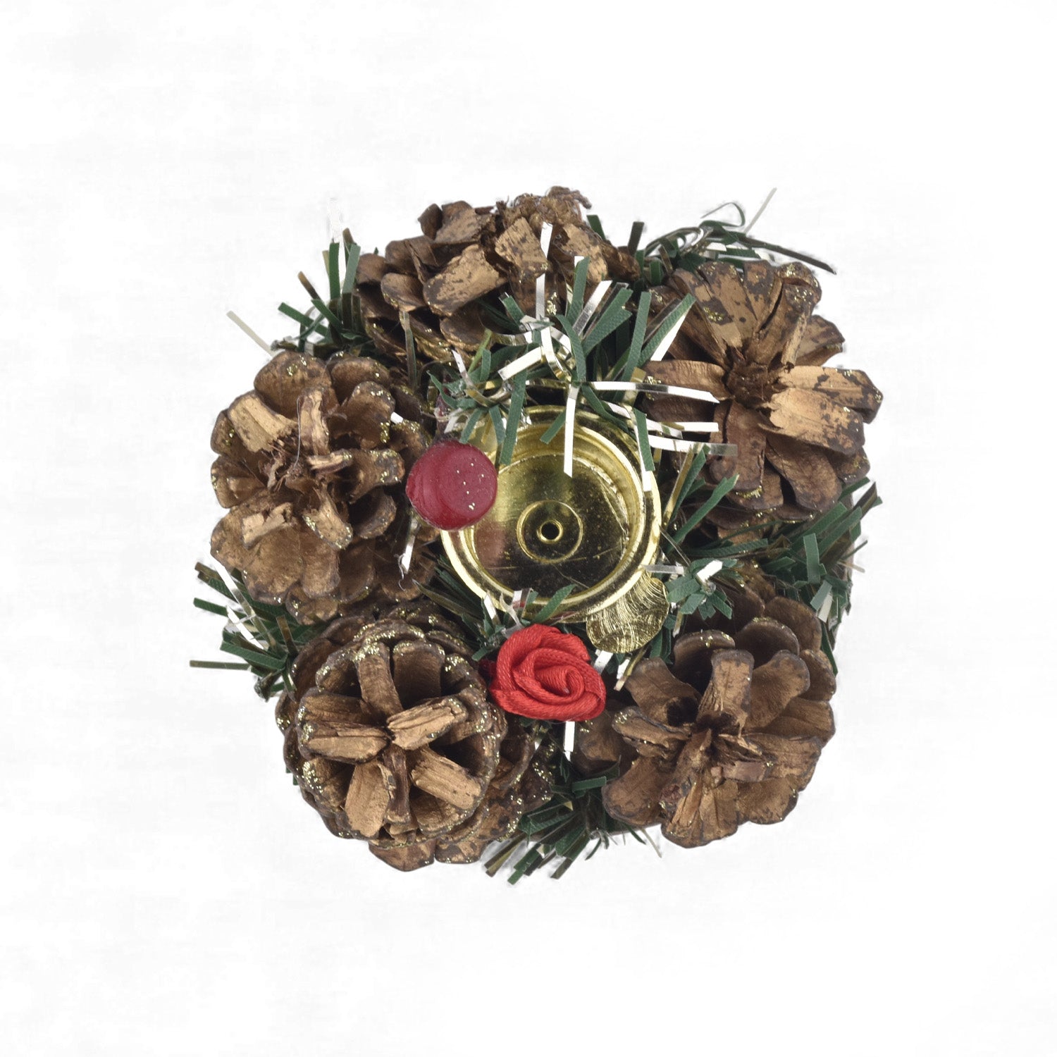 Pinecone Christmas Candle Holder Decor | Festive Table Centerpiece -  4 inch