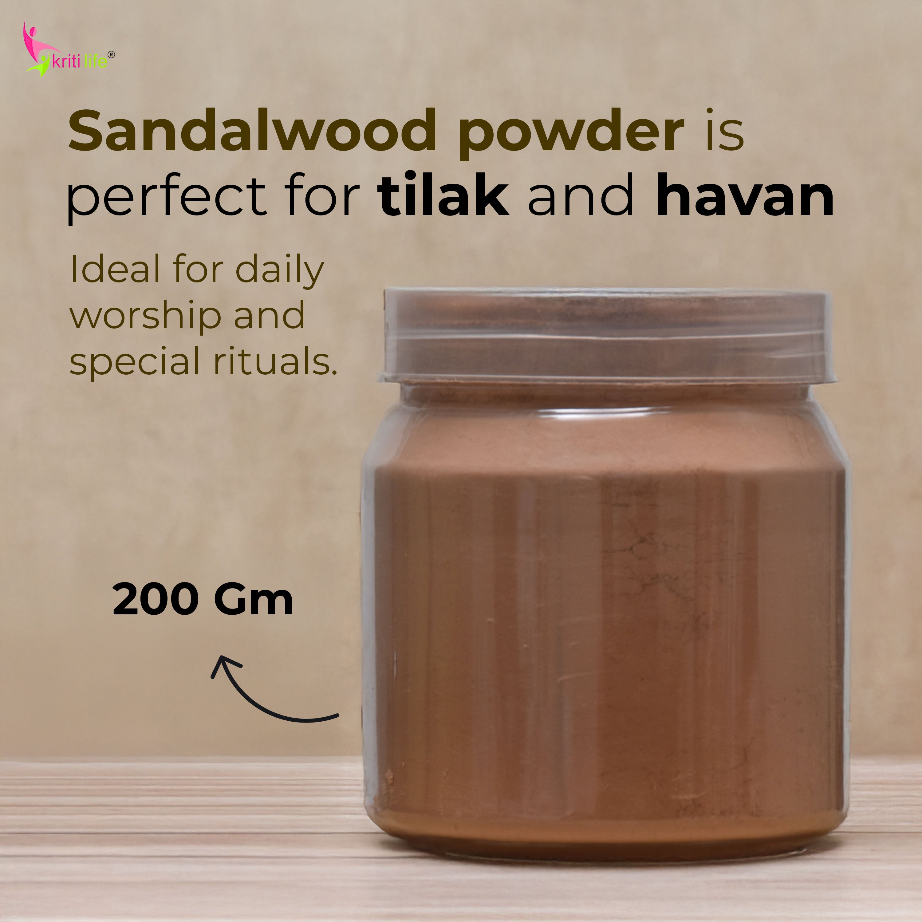 Organic Sandalwood/Chandan Powder 200gm for Puja  - 100% Pure &amp; Natural Fragrance