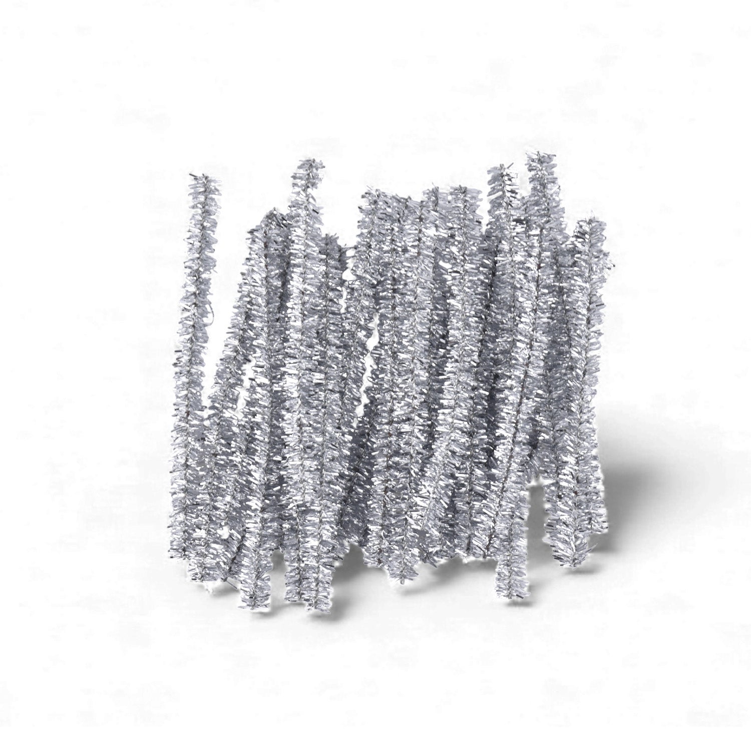 Silver Tinsel Stems – 4 Inch Craft Sticks (Pack of 24)
