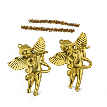 Golden Angel Christmas Hanging Ornaments – Pack of 2 (3 Inches)