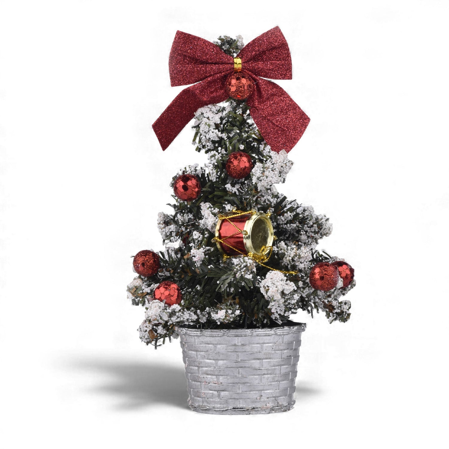 Mini Snowy Christmas Tree with Pot – 20 cm | Ready-to-Display Festive Decor