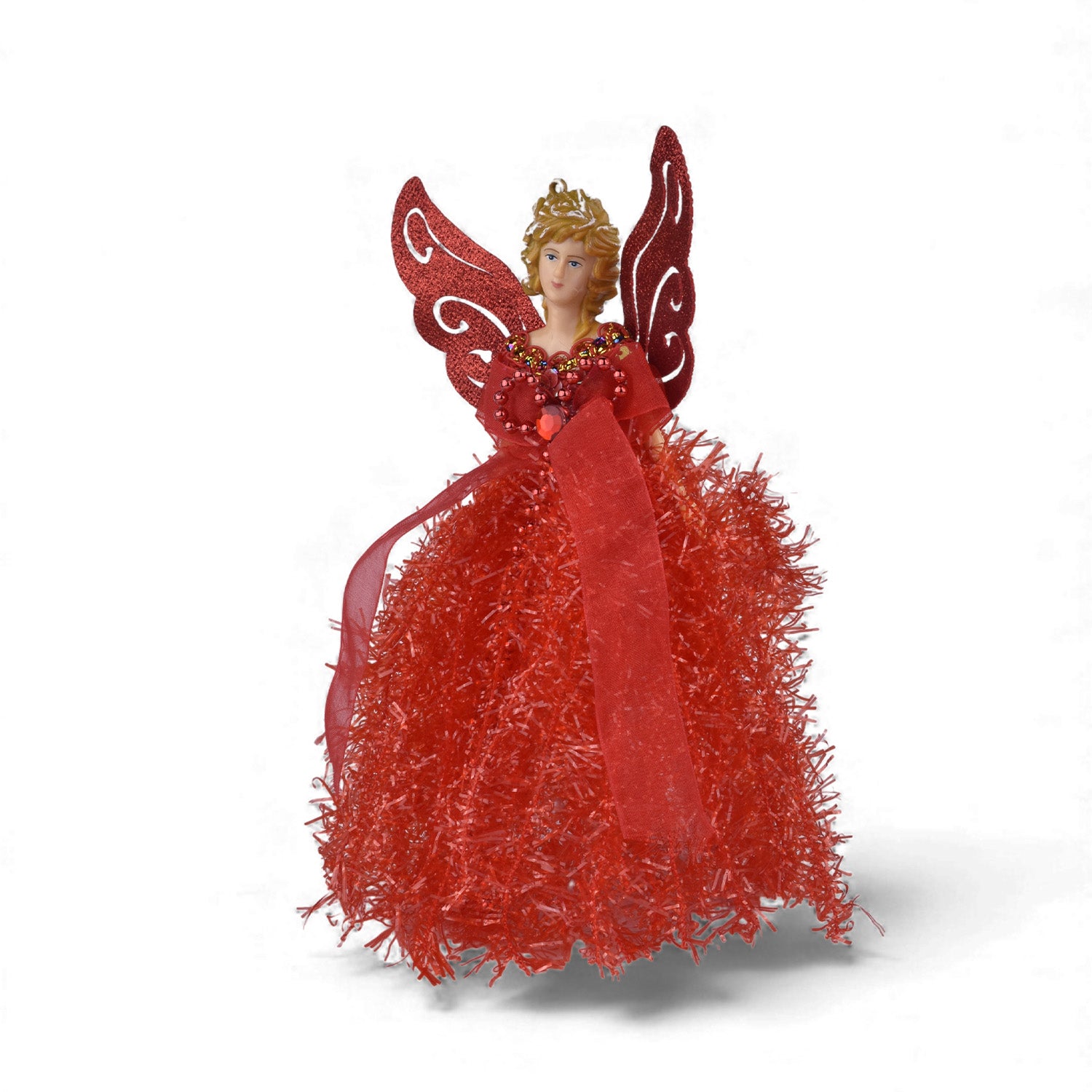 Christmas Fairy Hanging Ornament – Red Angel Decor (20 cm)