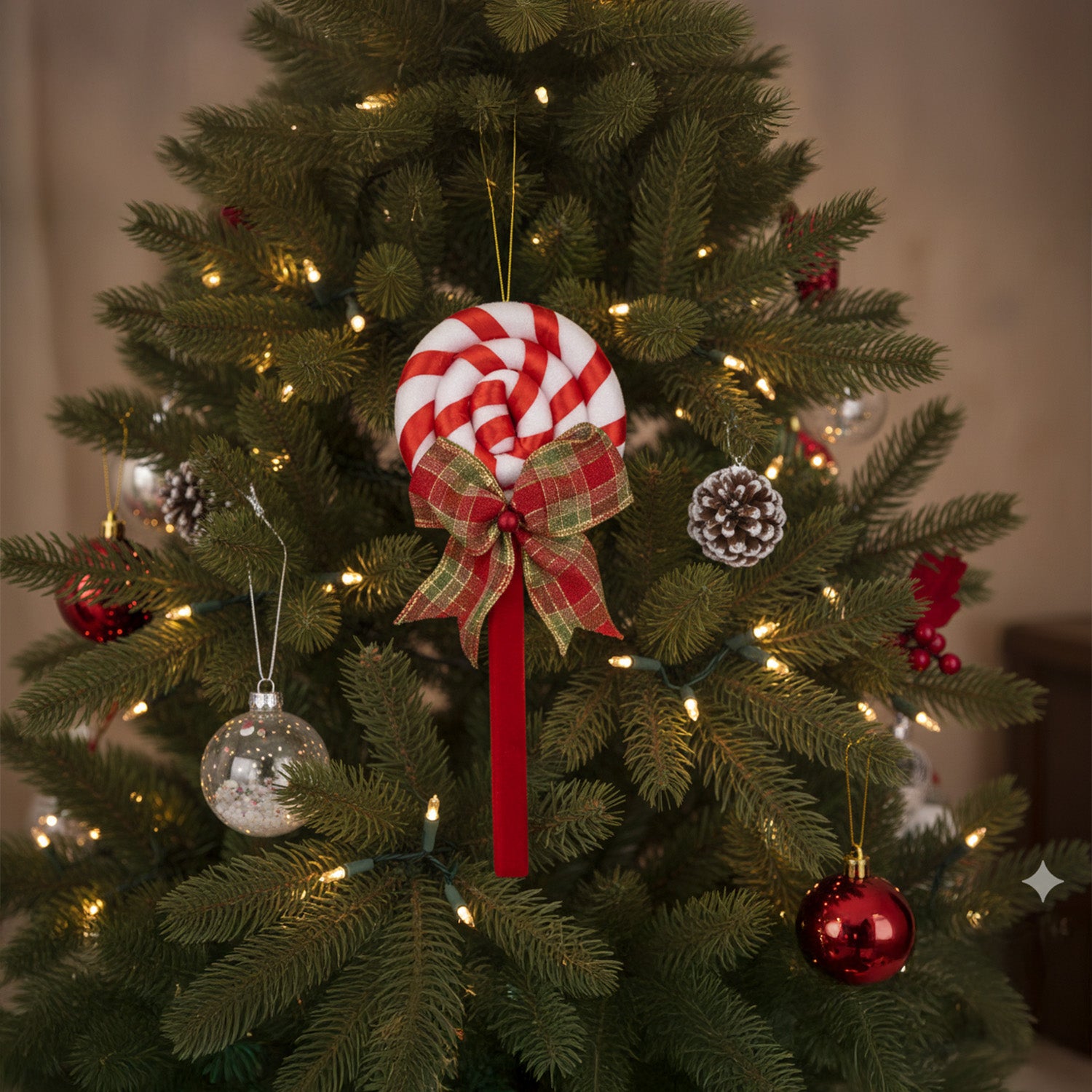 Candy Swirl Christmas Tree Hanging Ornament – Decorative Lollipop Stick (38 cm)