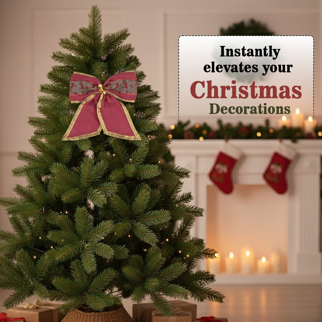 Pink Fabric Christmas Bow 30 Cm