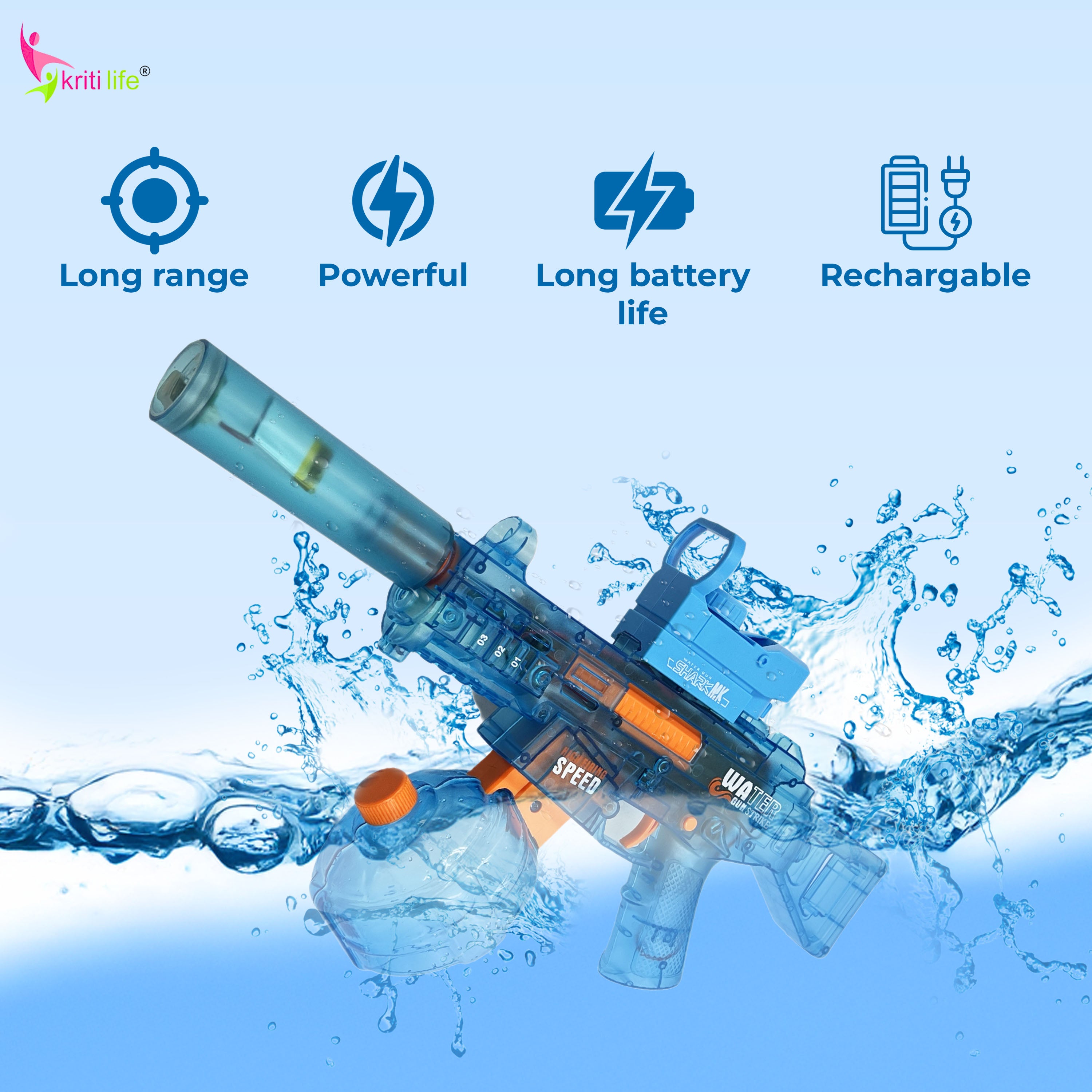 Electric Water Gun 200ML Water Tank and 30FT Range