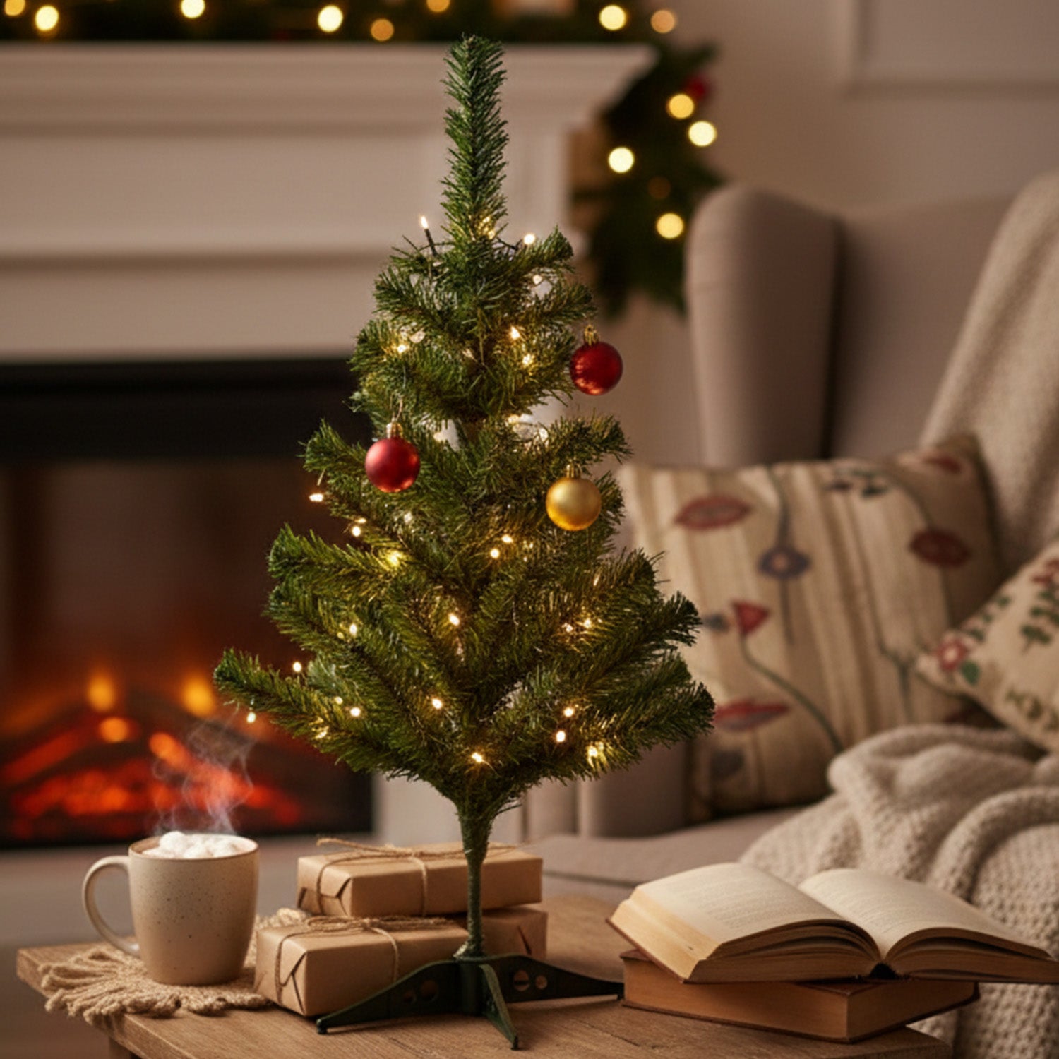 Artificial Christmas Tree with Stand - 2 Feet | Compact Festive Decor