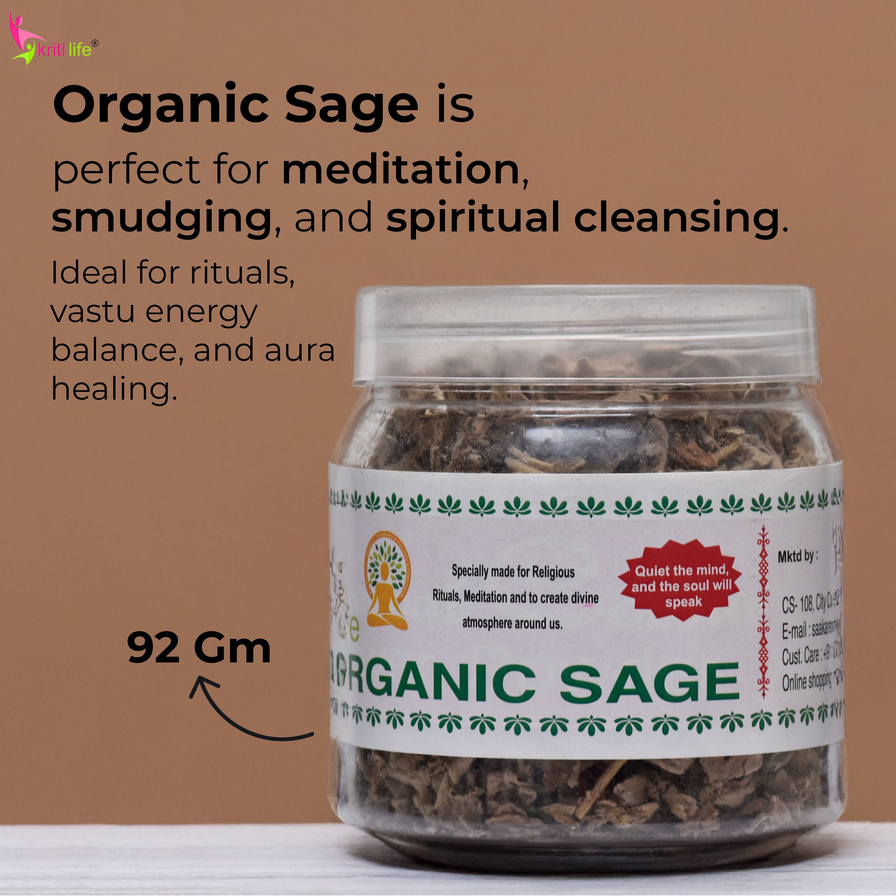 Organic Sage for Puja - 100% Natural &amp; Pure Herb for Cleansing