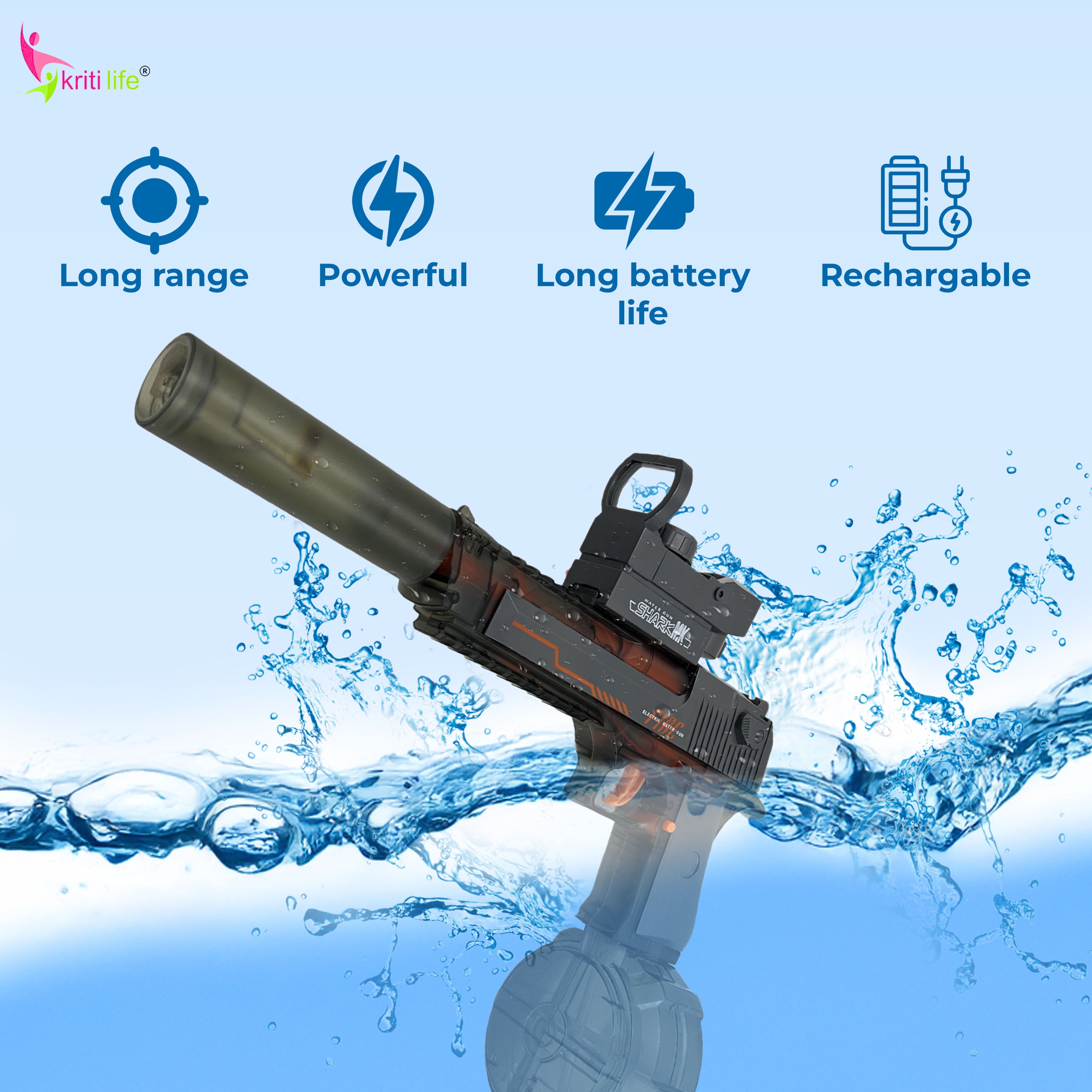 Electric Water Gun 200ML Water Tank and 30FT Range