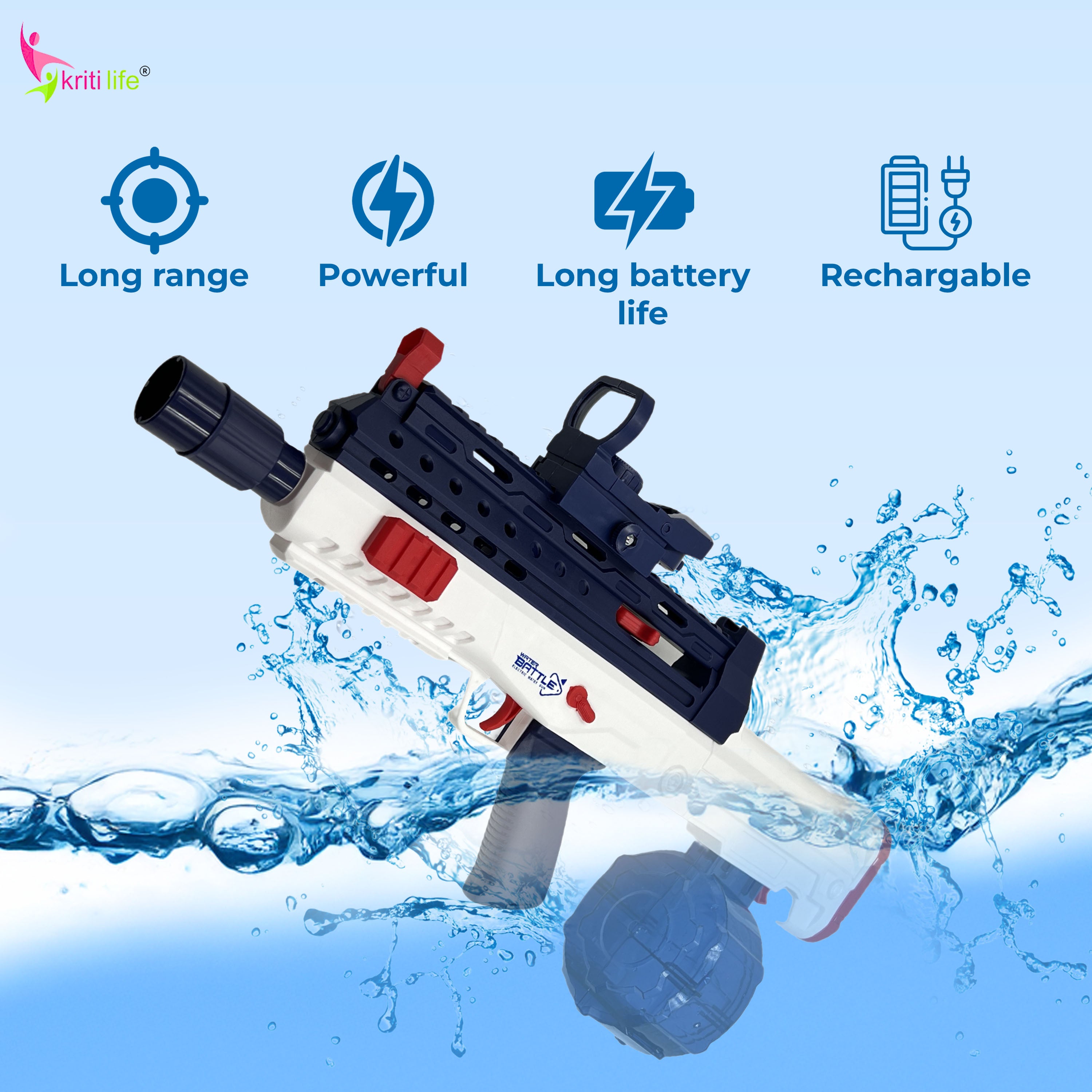 Electric Water Gun 250ML Water Tank and 50FT Range