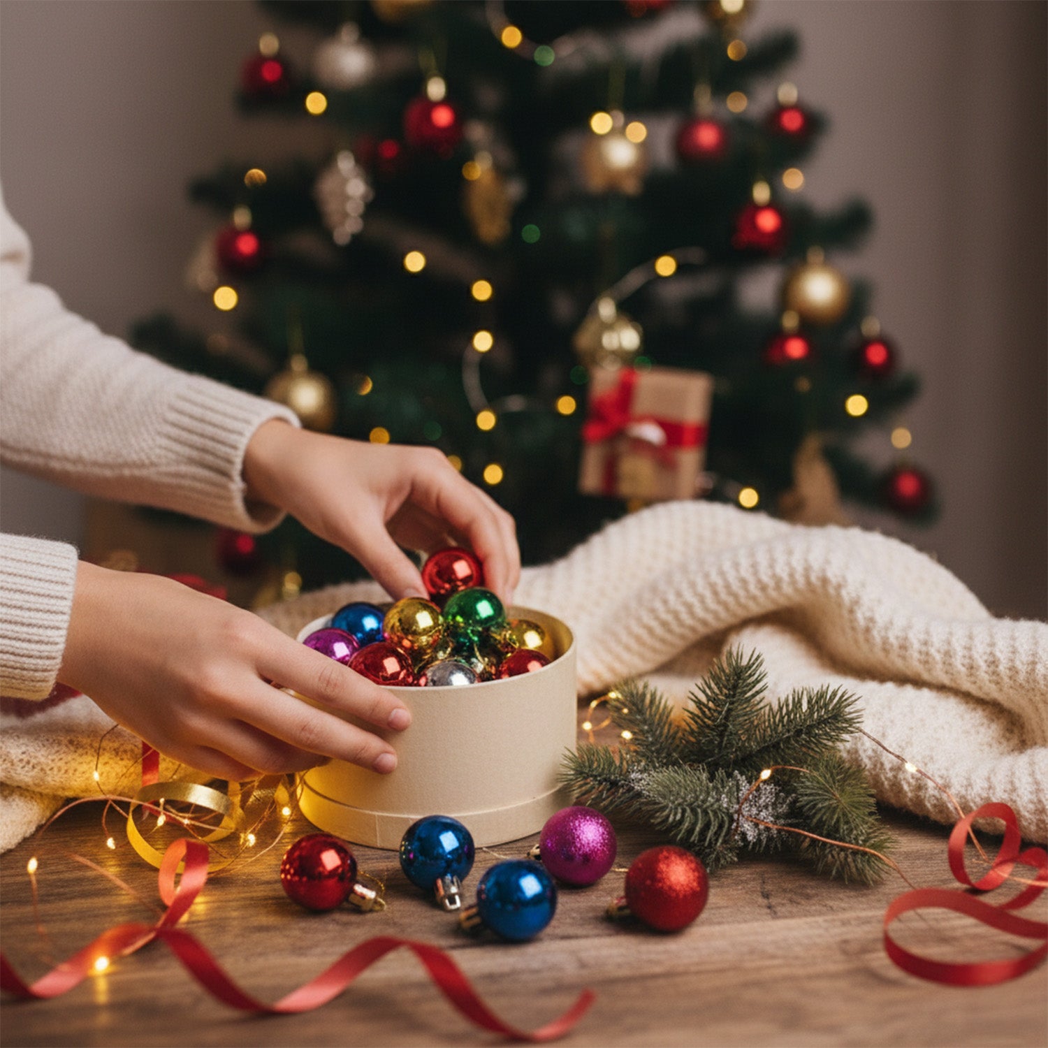 Multi-Colour Christmas Tree Hanging Balls – Pack of 24 | Glossy Festive Ornaments