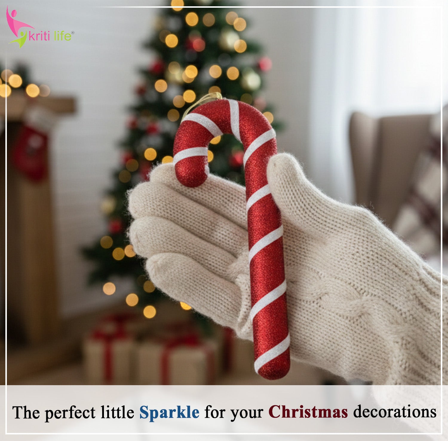 Red & White Candy Cane Christmas Hanging Ornament-10 inches