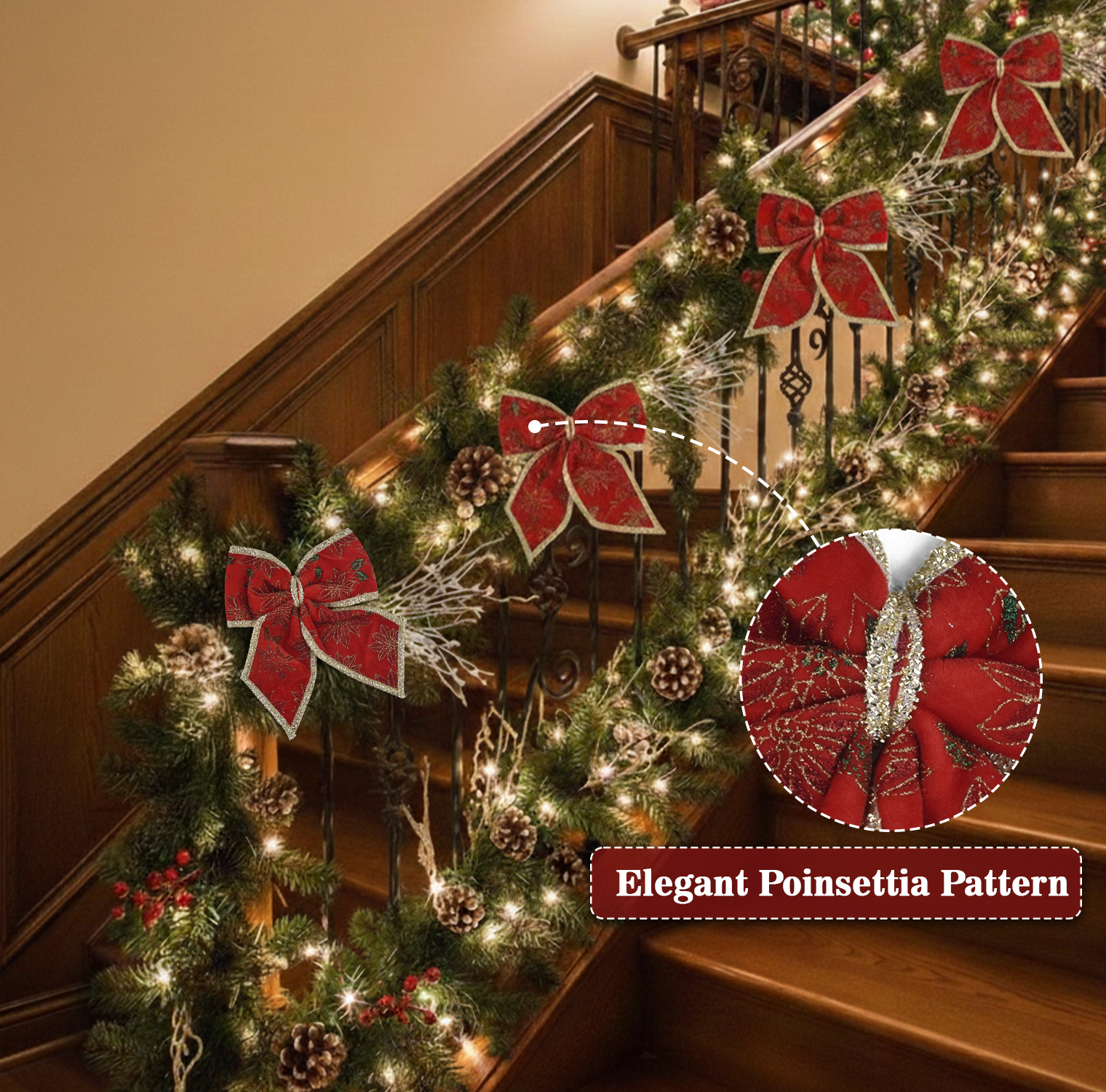 Red Fabric Christmas Bow 30 Cm