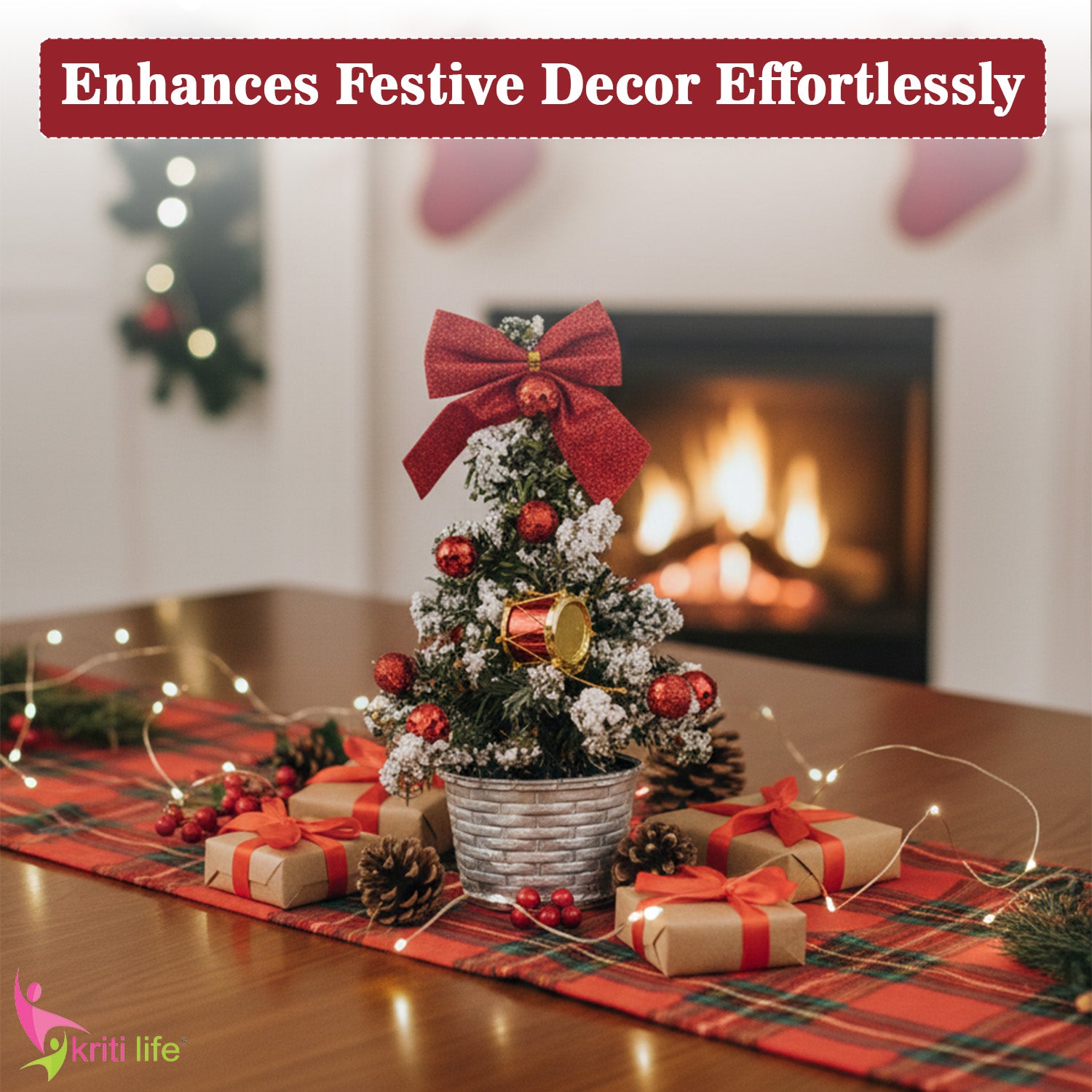 Mini Snowy Christmas Tree with Pot – 20 cm | Ready-to-Display Festive Decor