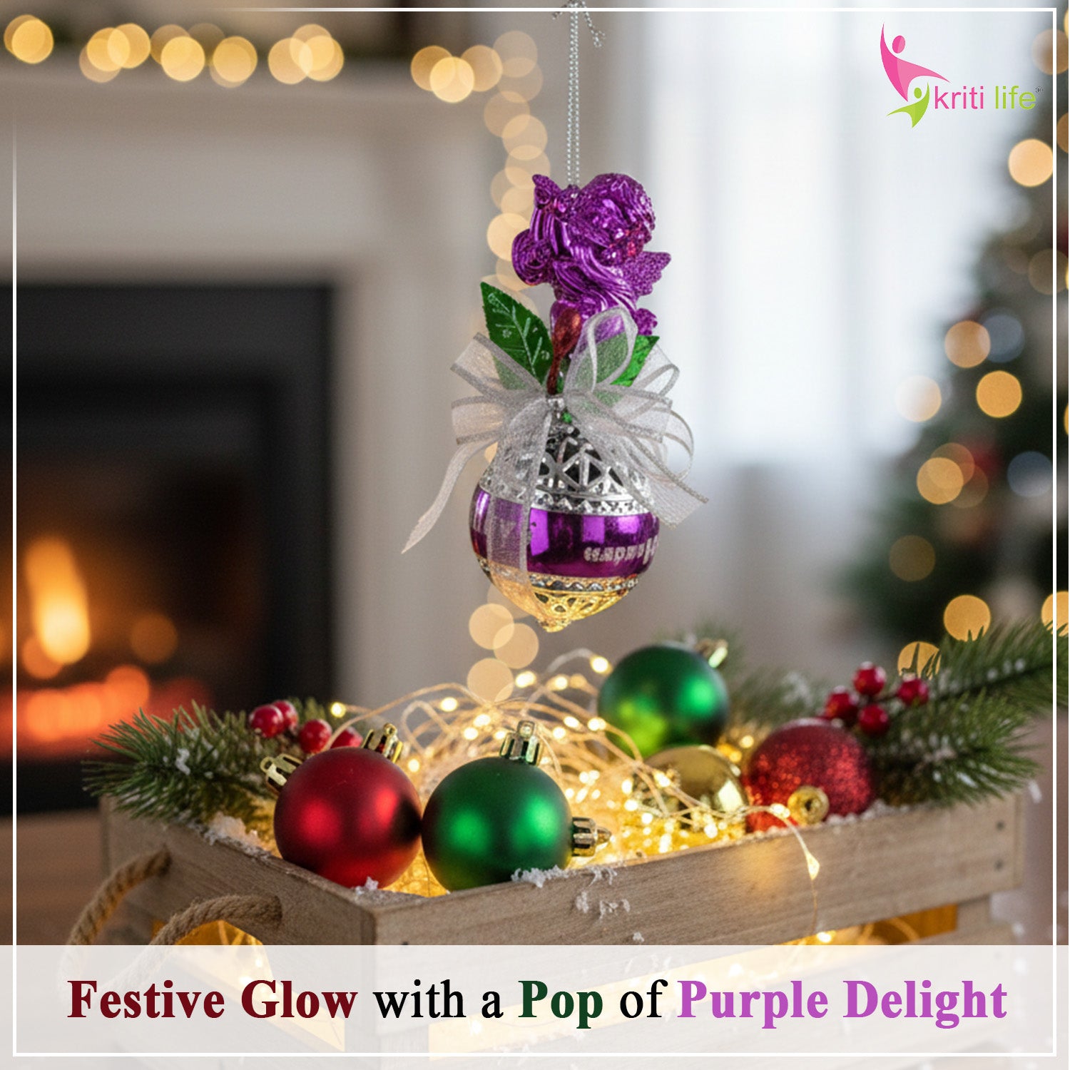 Purple Angel Christmas Hanging Ornament – 3 Inch
