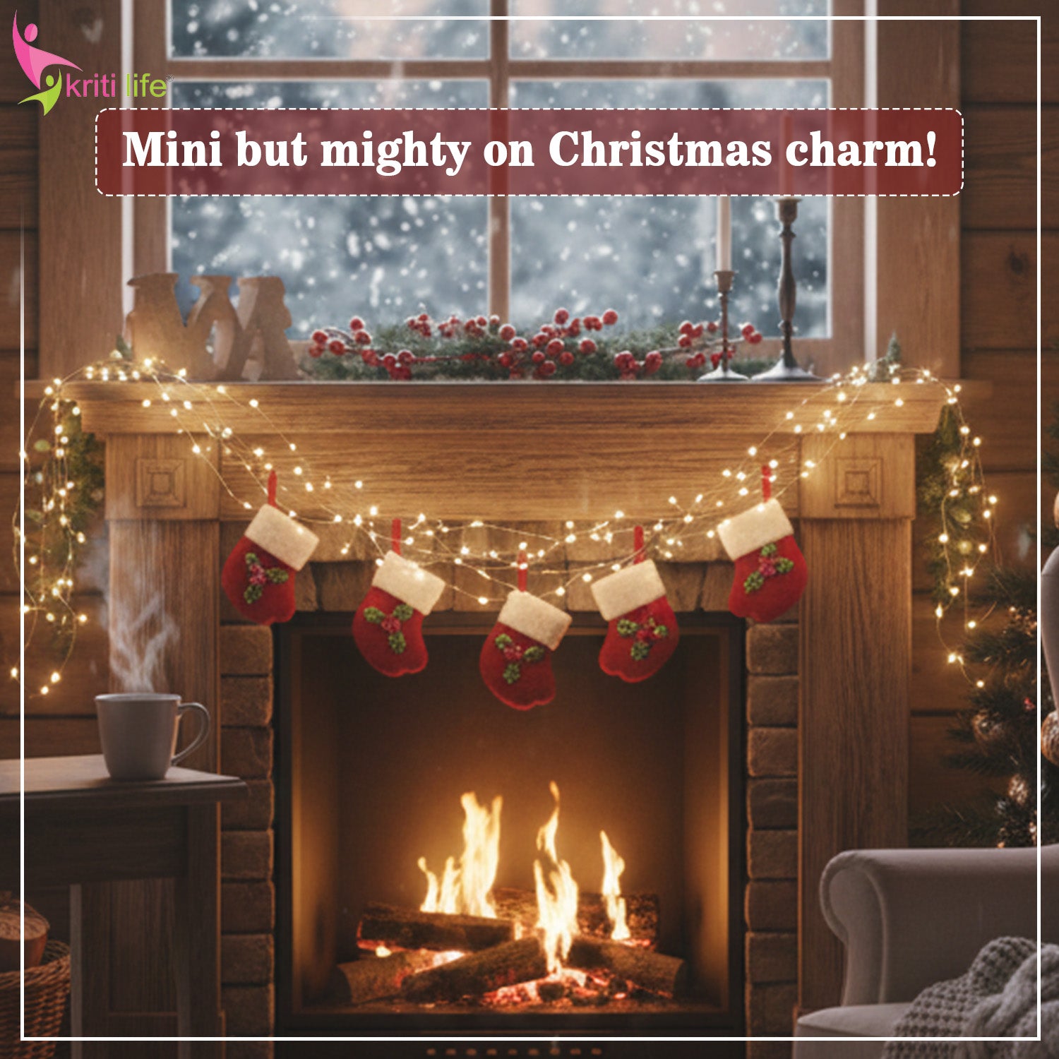 Mini Christmas Hanging Stocking Ornaments – Set of 6 Decorative Felt Mittens