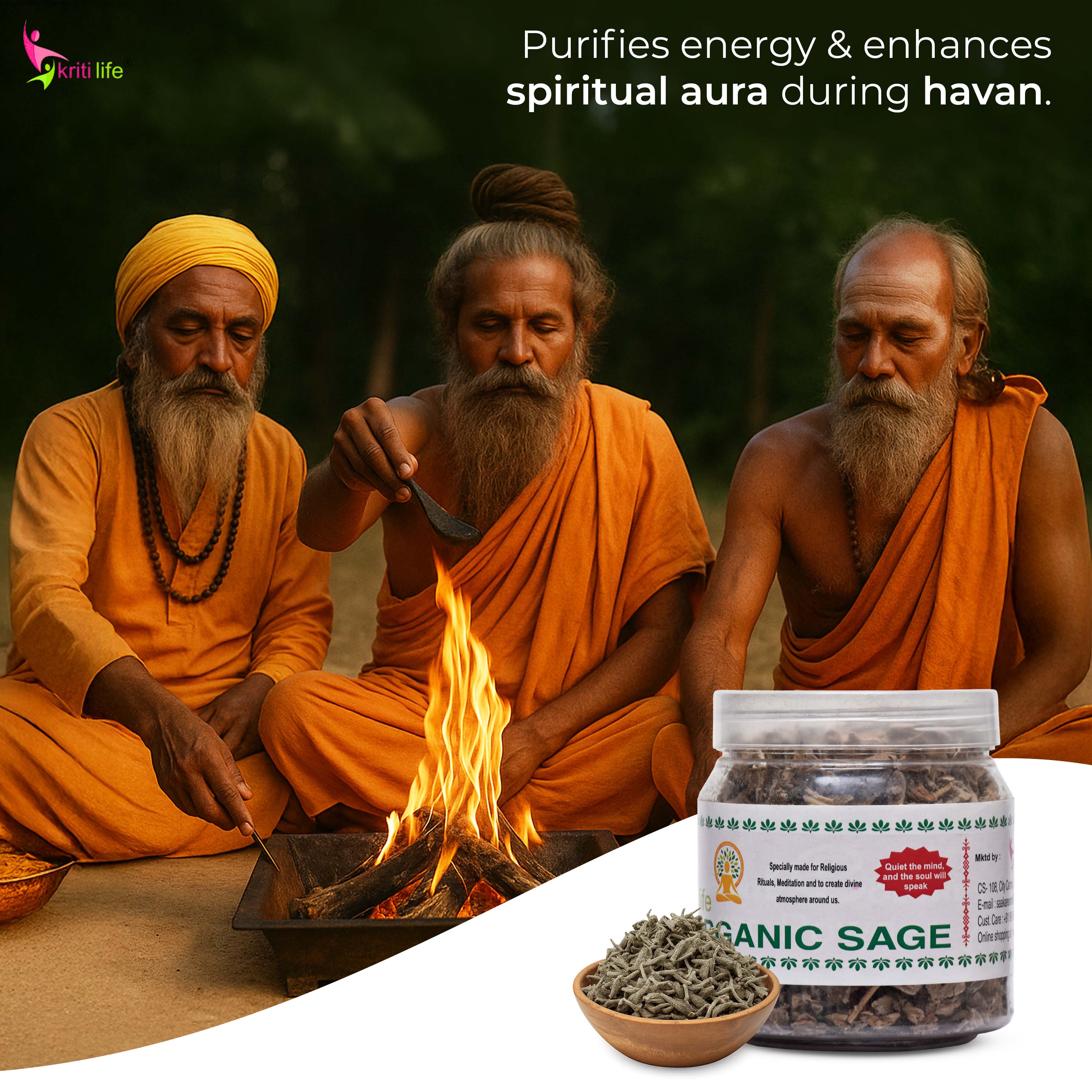 Organic Sage for Puja - 100% Natural &amp; Pure Herb for Cleansing