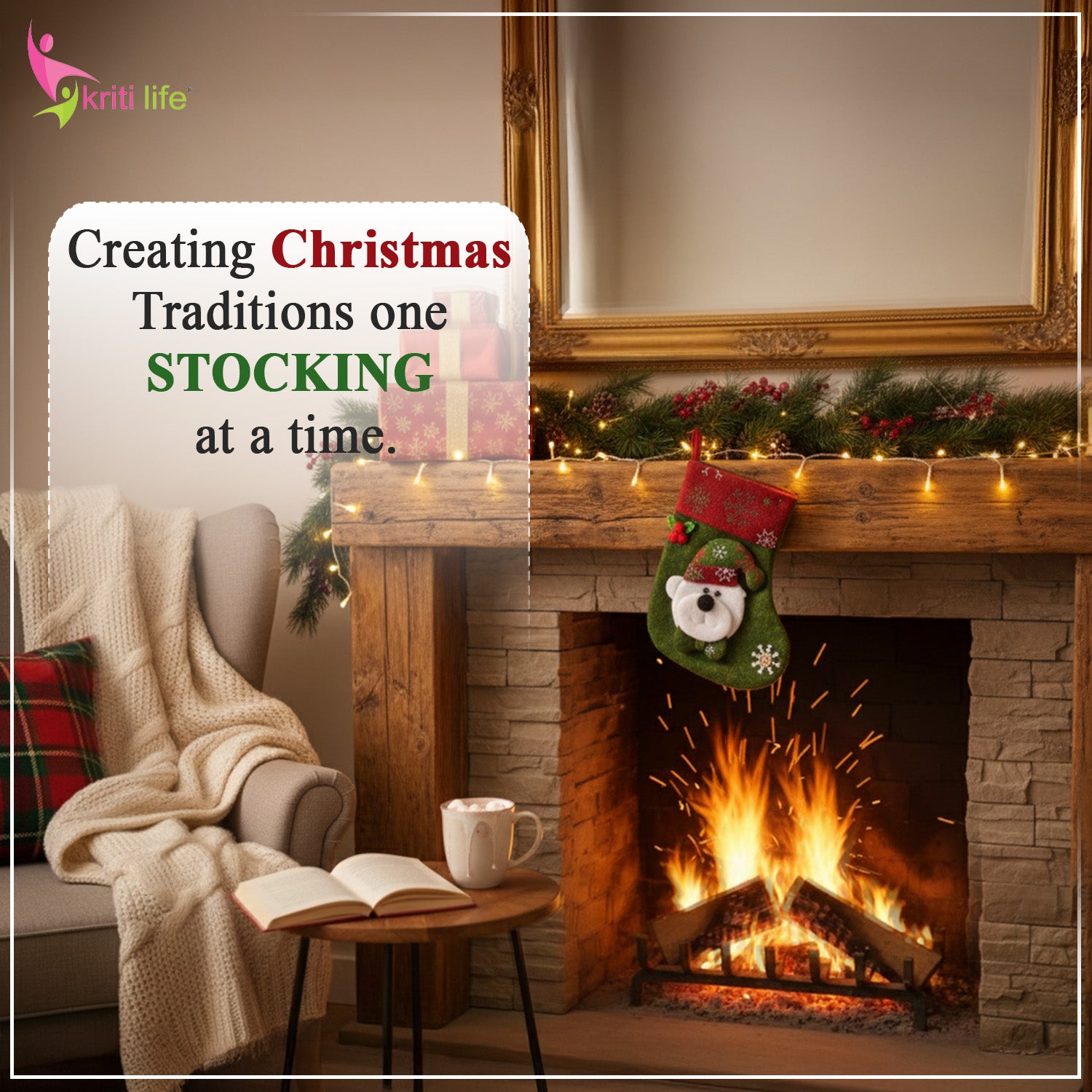 Christmas Bear Stocking – Cute Green Hanging Decoration for Gifts