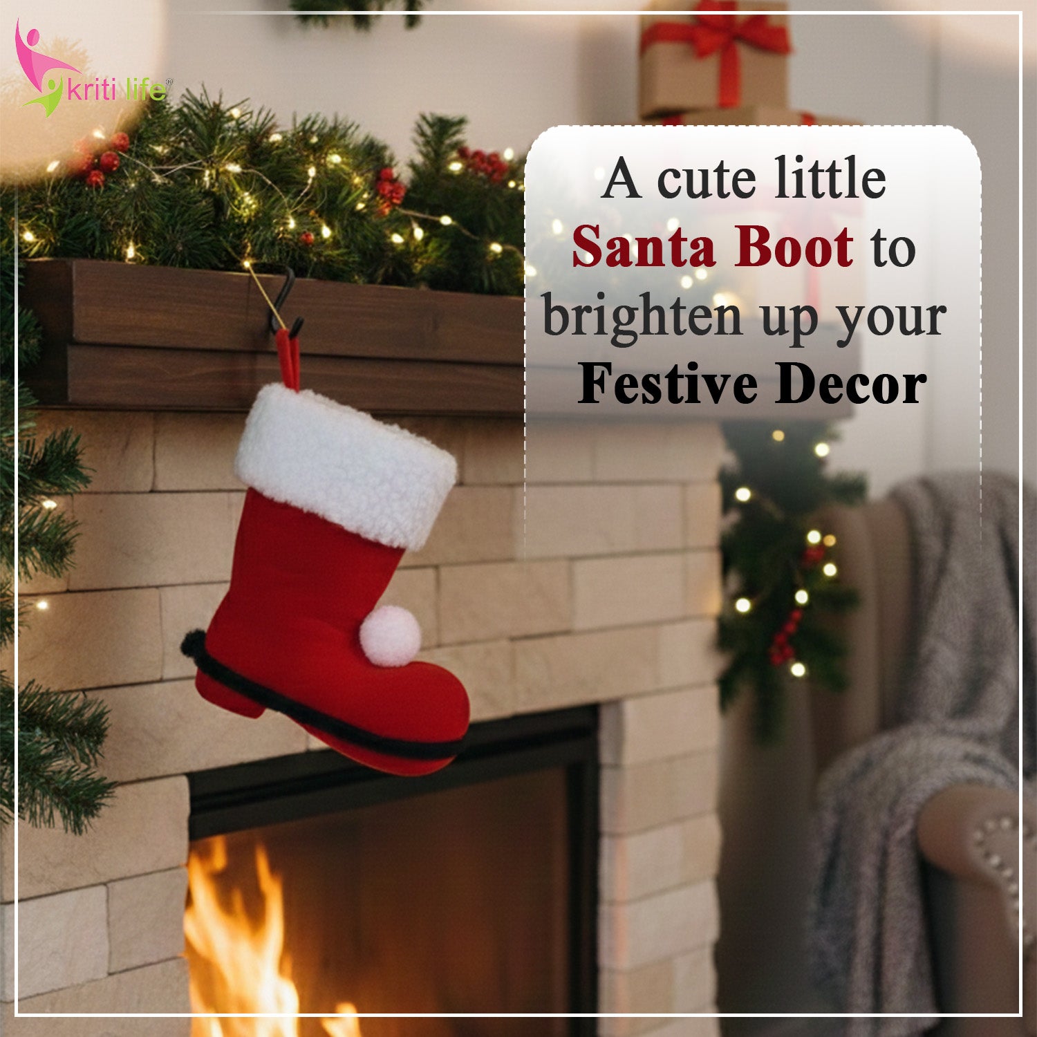 Santa Shoe Christmas Decoration – Red Velvet Plush