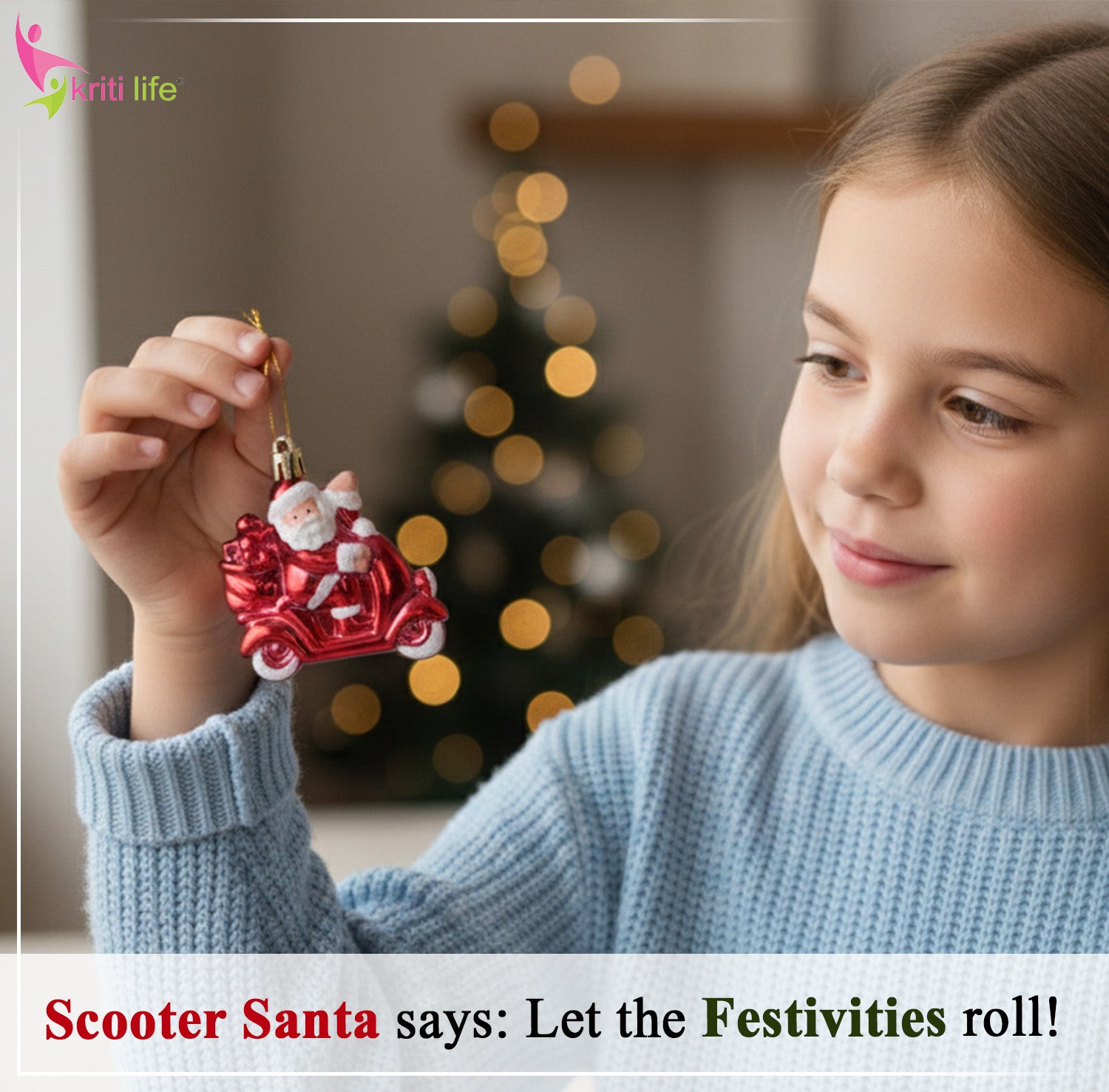 Santa Riding Scooter Christmas Hanging – Set of 2