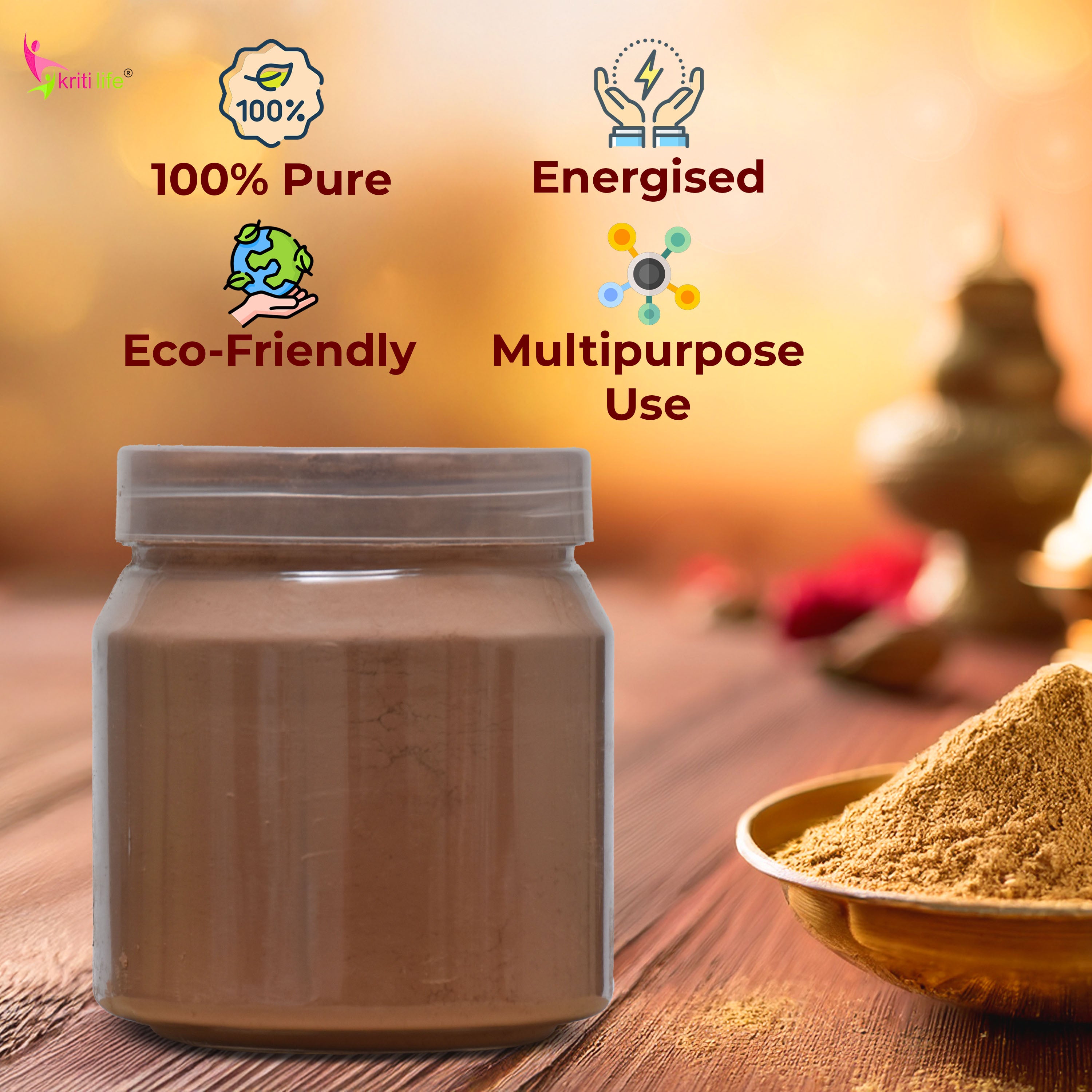 Organic Sandalwood/Chandan Powder 200gm for Puja  - 100% Pure &amp; Natural Fragrance