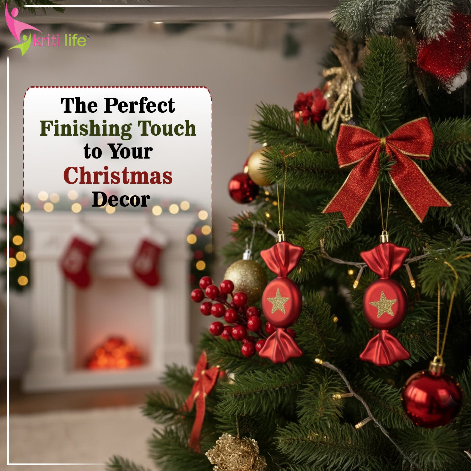 Red Candy Christmas Tree Hanging Ornament – Set of 3 | Festive Glitter Star Decor