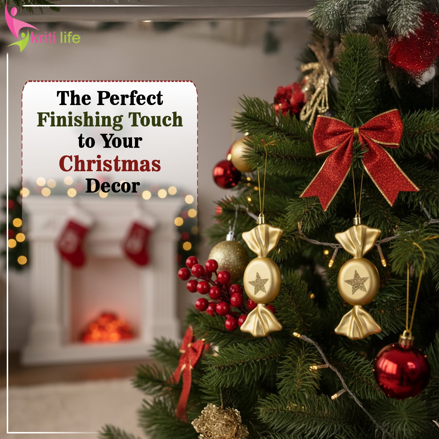 Golden Candy Christmas Tree Hanging Ornament – Set of 3 | Festive Glitter Star Decor