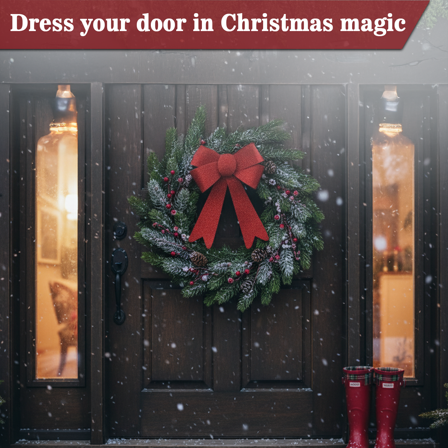 Red Glitter Christmas Bow 17 Cm