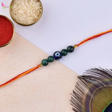 Malachite & Evil Eye Rakhi | Handmade Natural Stone Rakhi