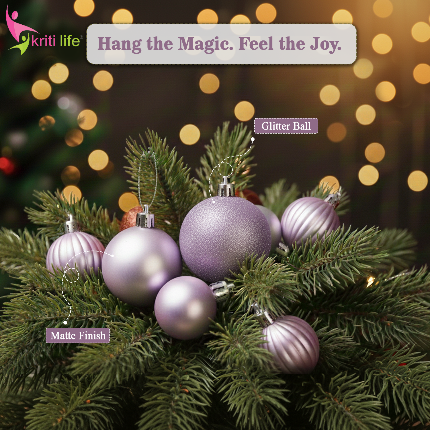 Pink Christmas Tree Hanging Balls – Pack of 24 | Matte, Glossy & Glitter Ornaments