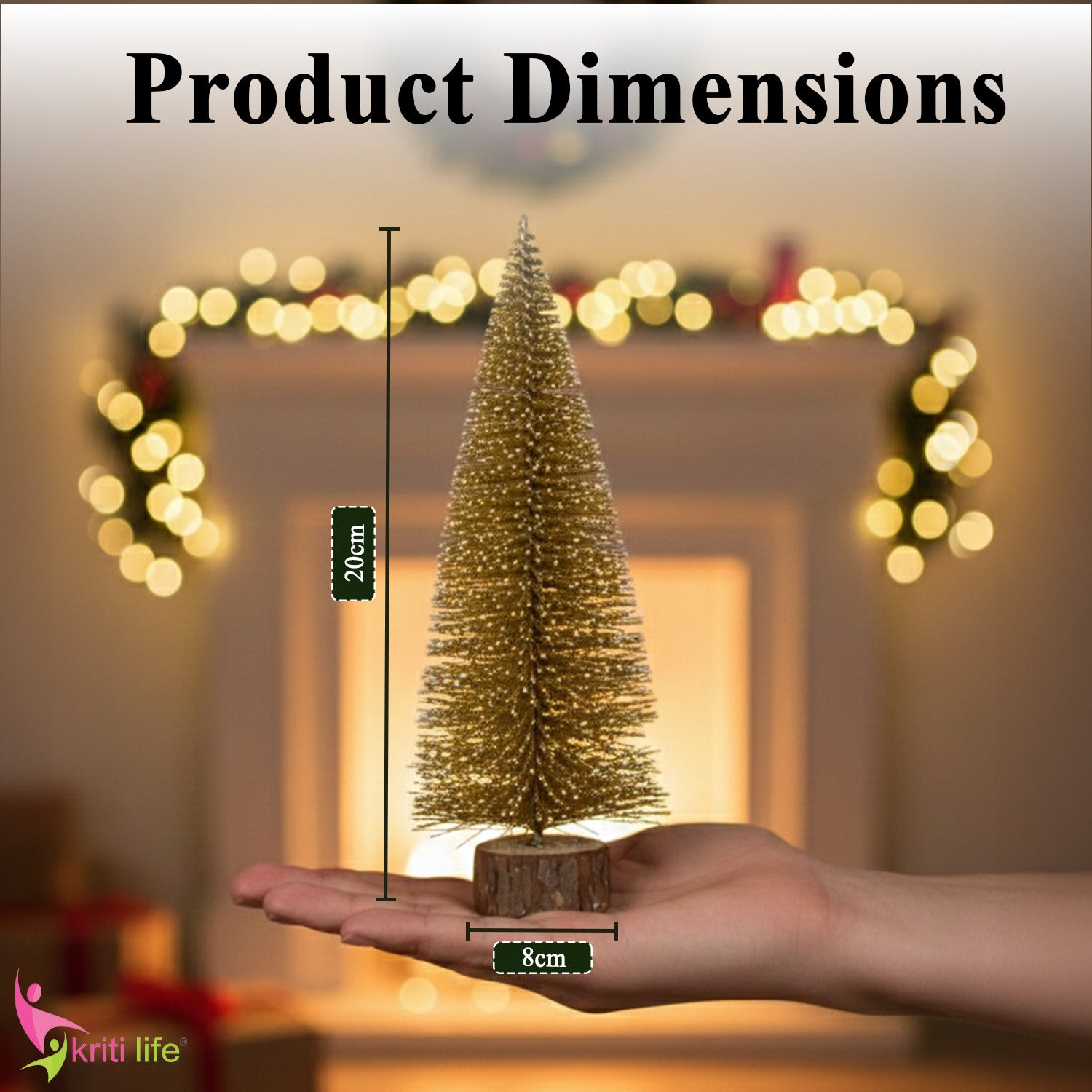 Golden Bottle Brush Christmas Tree – 20 cm | Mini Tabletop Xmas Decor