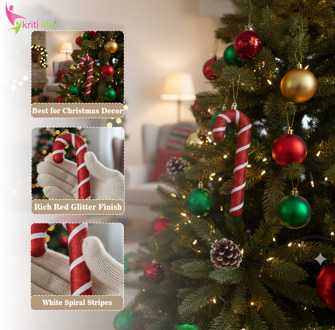 Red & White Candy Cane Christmas Hanging Ornament-10 inches