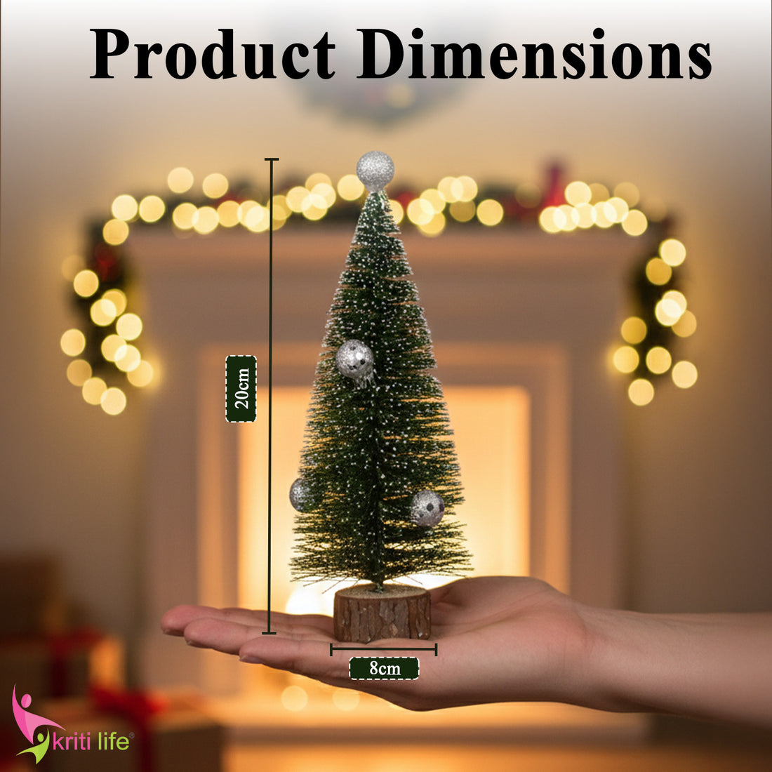 Mini Table Christmas Tree – Green Bottle Brush with Silver Balls (20 cm)