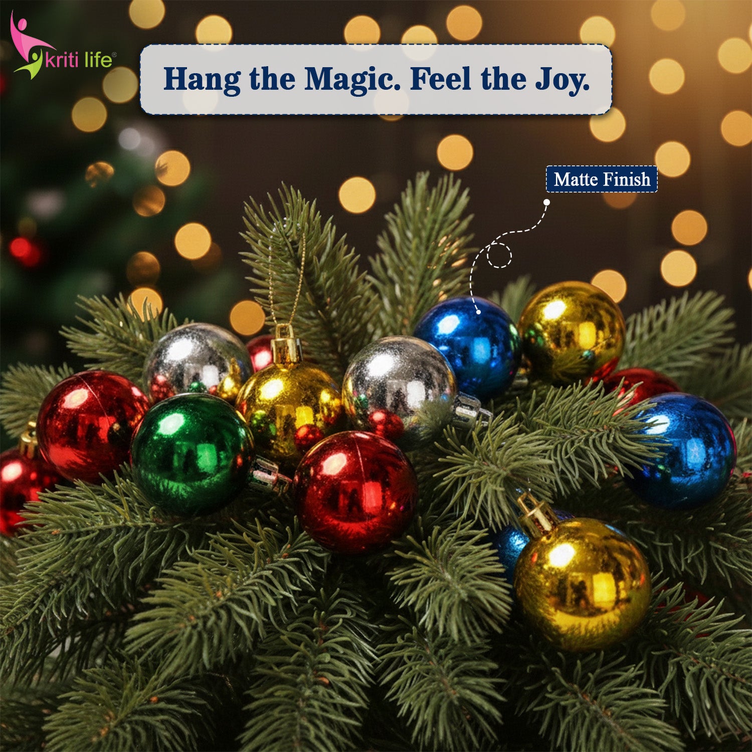 Multi-Colour Christmas Tree Hanging Balls – Pack of 24 | Glossy Festive Ornaments
