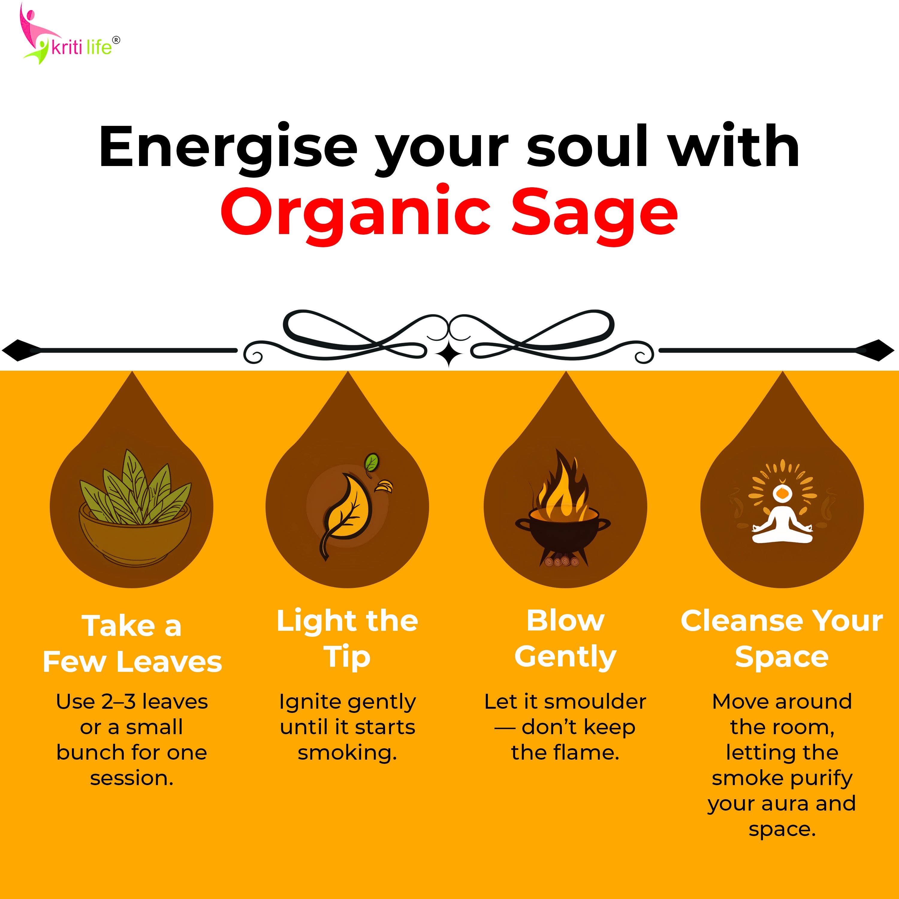 Organic Sage for Puja - 100% Natural &amp; Pure Herb for Cleansing