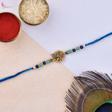 Peacock Designer Rakhi | Handmade Beaded Rakhi for Brother