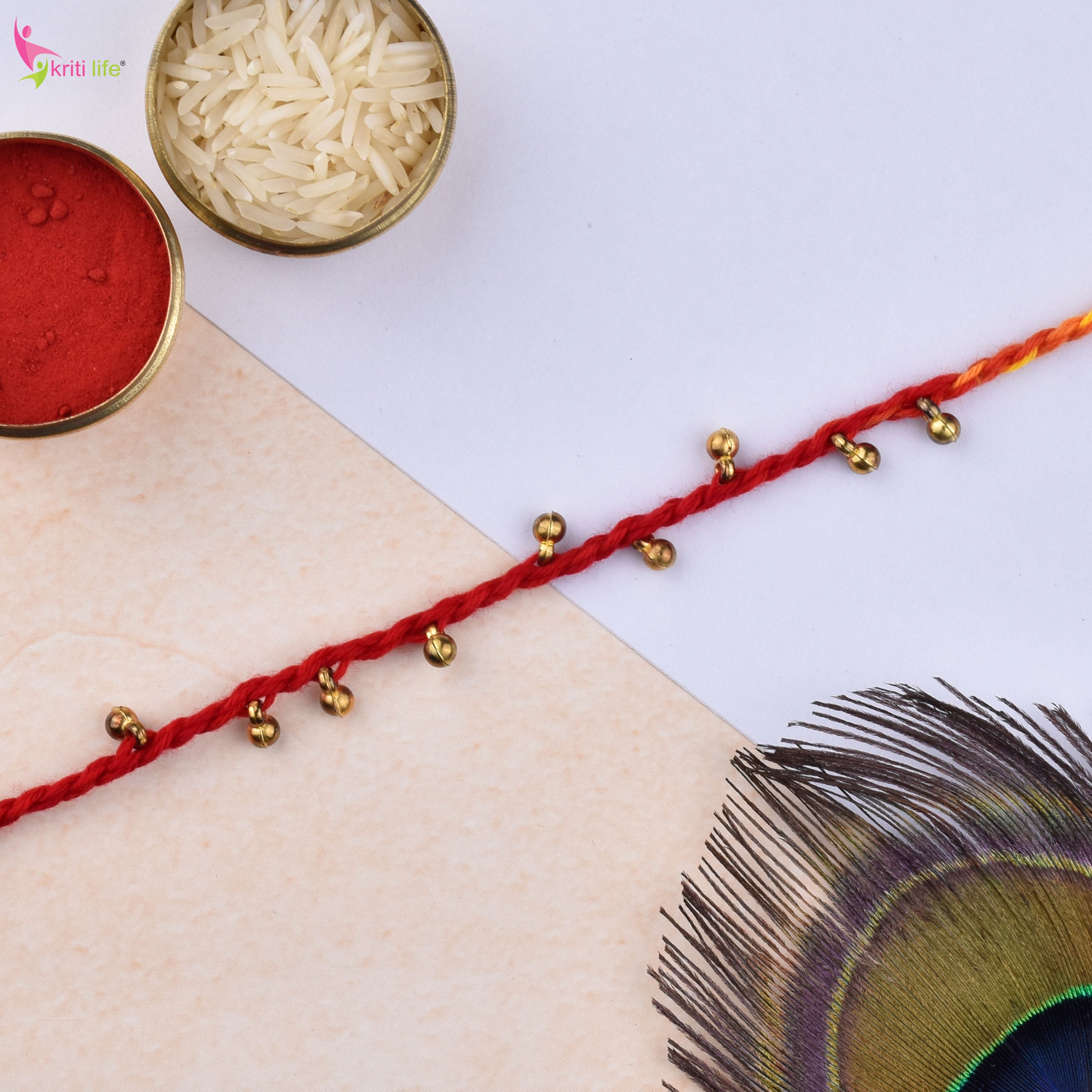 Handmade Ghungroo Mouli Rakhi Set of 2