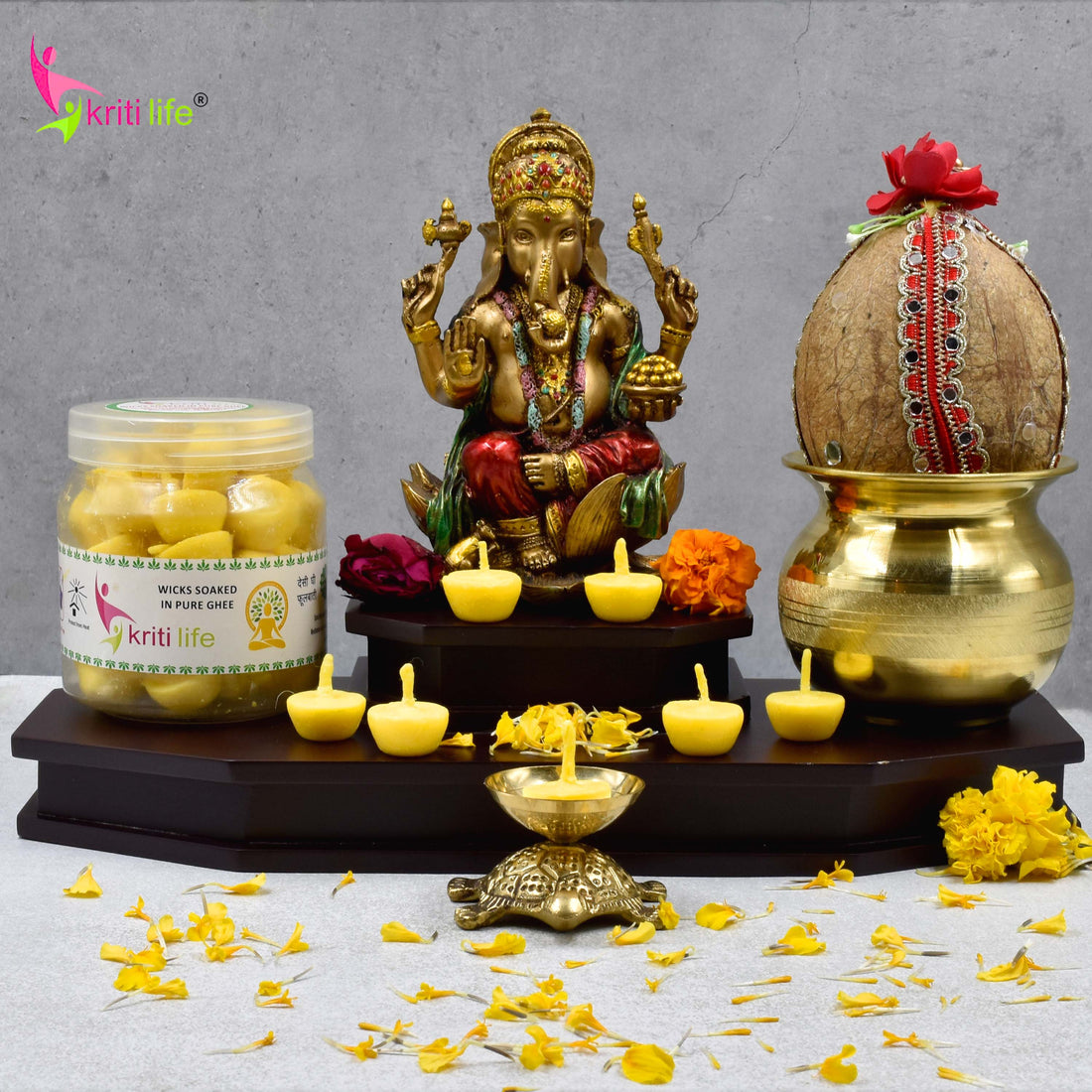 Kriti Life Ghee Jyot Batti 50 Pcs Burns  Pure &amp; Long-Lasting for Puja