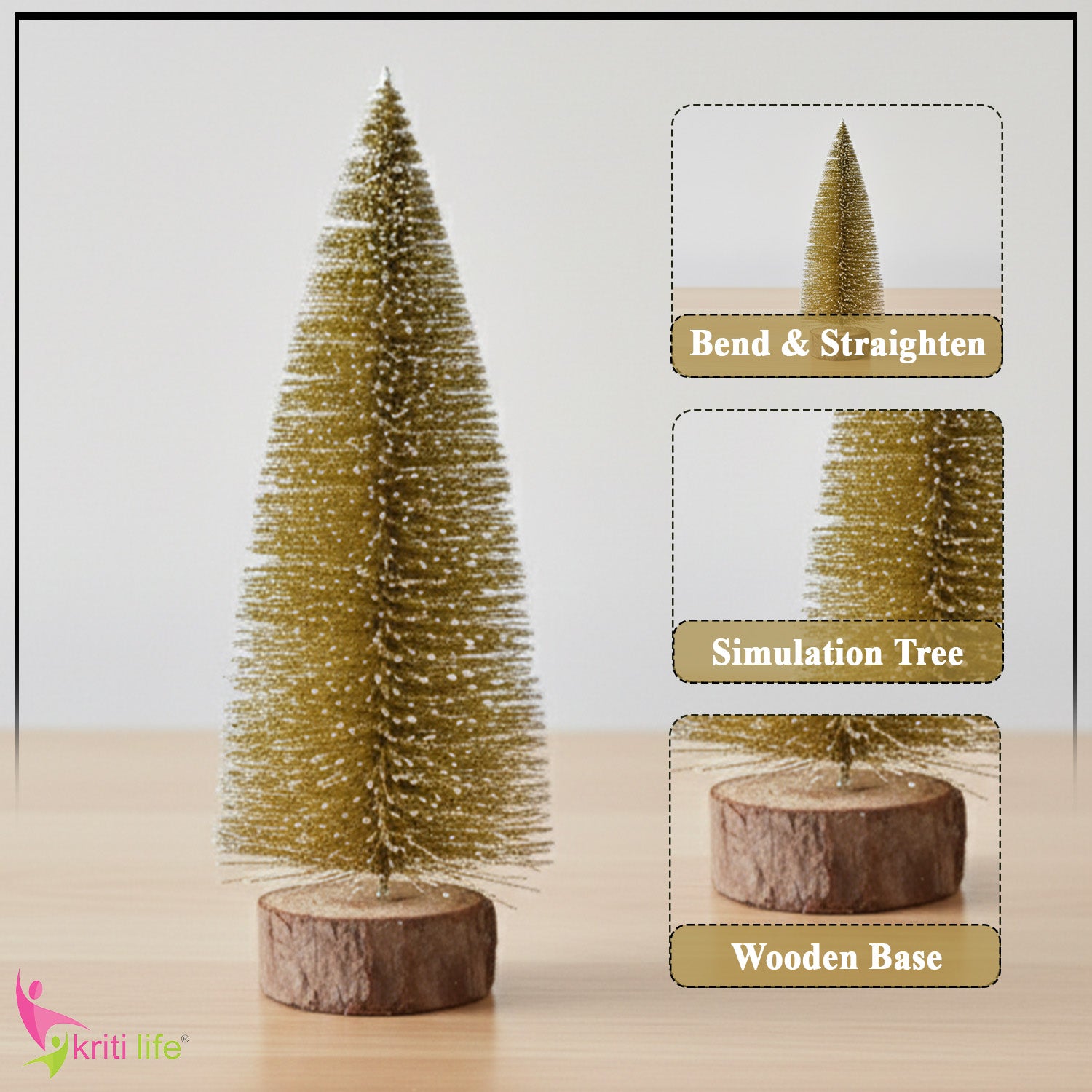 Golden Bottle Brush Christmas Tree – 20 cm | Mini Tabletop Xmas Decor